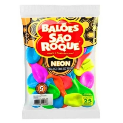 BALAO LISO 5.0 NEON SORTIDO C/25 SAO ROQUE