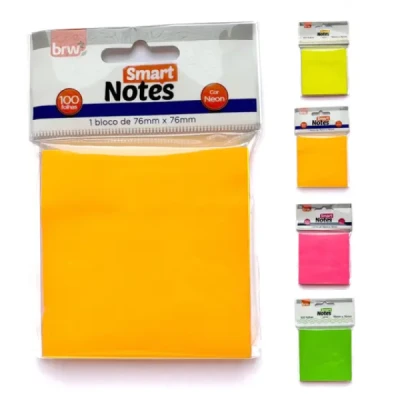 BLOCO ADESIVO SMART NOTES 76X76 100F NEON BRW