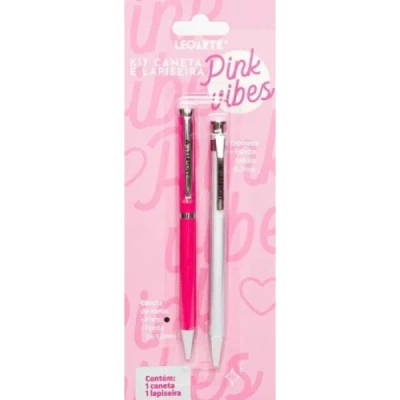 KIT PINK VIBES - CANETA 1.0 E LAPISEIRA 0.7 - LÉO ARTE