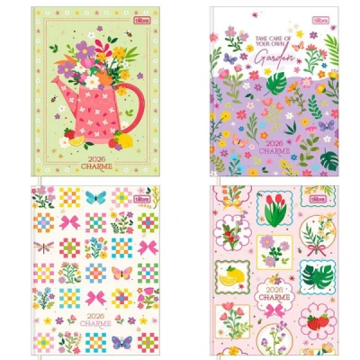 Agenda Costurada Diária 12,3 x 16,6 cm Charme 2026