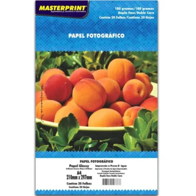 PAPEL FOTO GLOSSY 180G A4 DUPLA FACE 20F-MASTERPRINT