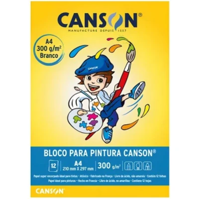 BLOCO PAPEL ARTISTICO AQUARELAVEL  A4 300G BRANCO C/12F CANSON