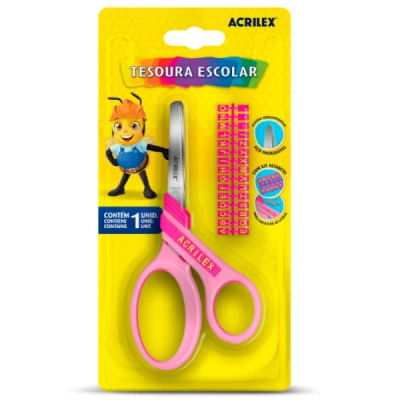 TESOURA ESCOLAR LETRAS ROSA REF22543 ACRILEX