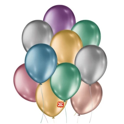 BALAO LISO 9.0 SOFT METALICO BALLON C/25 SAO ROQUE