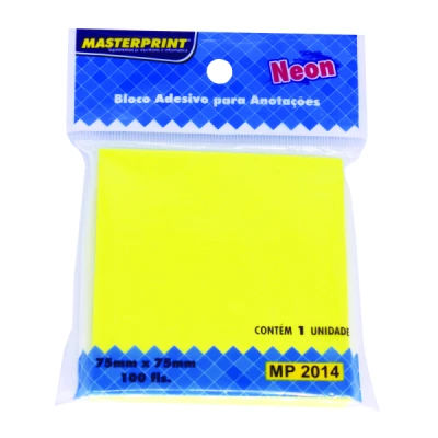 BLOCO ADESIVO ANOTACOES 75X75 C/100F NEON MASTERPRINT