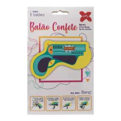 BALAO PISTOLA C/CONFETE C/6 REF8694 MAKE+