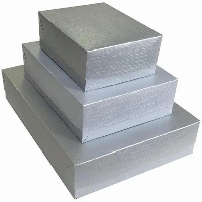 CAIXA PARA PRESENTE COM TAMPA VIENA MD 19X26X7,5 PRATA M31 - CRISTINA