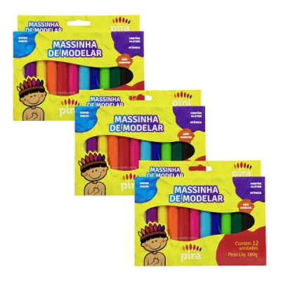 MASSA DE MODELAR C/12 CORES 180G MM-180 PIRA