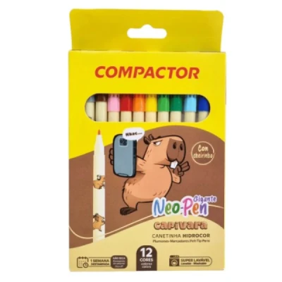 CANETINHA HIDROCOR C/12 NEO-PEN GIGANTE CAPIVARA 003267000 - COMPACTOR
