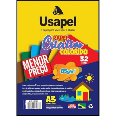 PAPEL CRIATIVO A3 COLORIDO 85G C/32F USAPEL