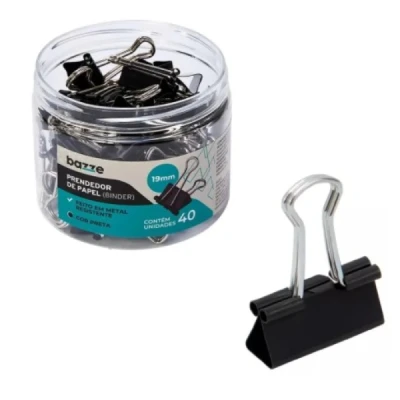 PRENDEDOR DE PAPEL (BINDER) 19MM PRETO BAZZE