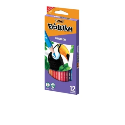 Lapis De Cor Sextavado Bic Evolution 12 Cores