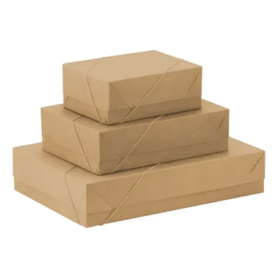 CAIXA PARA PRESENTE COM TAMPA KRAFT GD 35X25,5X7,5 ELAST. G-601 - CRISTINA