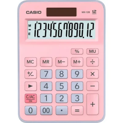 CALCULADORA 12DIG ROSA/AZUL CLARO SOLAR/BATERI MX-12B-PKLB-WDC - CASIO