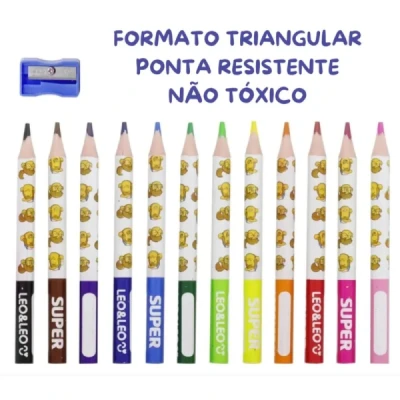 LAPIS DE COR C/12 JUMBO + 01 APONTADOR LEOLEO