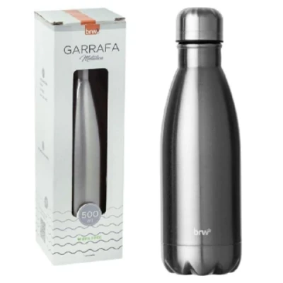 GARRAFA DE AÇO INOXIDÁVEL 500ML - AÇO ESCOVADO GA0102 BRW