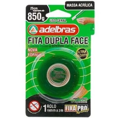 FITA DUPLA FACE FIXA MASSA ACRILIC 19MMX2M 0815000017 ADELBRAS