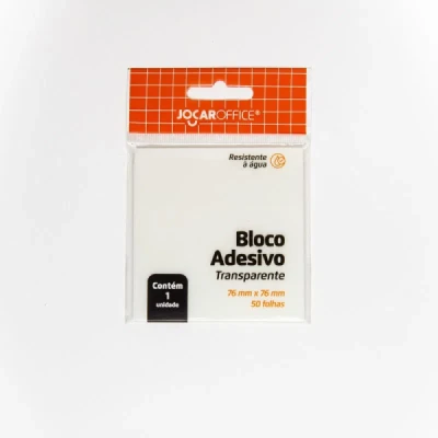 BLOCO ADESIVO TRANSPARENTE CRISTAL 76MMX76MM 50F JOCAR OFFICE