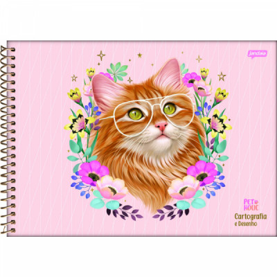 CADERNO DESENHO ESPIRAL CD CART 80FLS PET HOLIC - JANDAIA