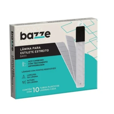 LAMINA P/ESTILETE ESTREITO 9MM BAZZE C/10