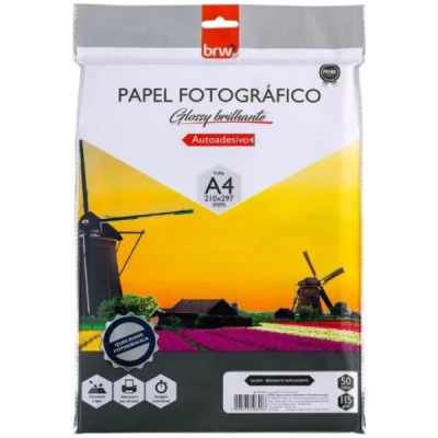 PAPEL FOTOGRAFICO INKJET A4 GLOSSY ADESIVO 115G. PCT.C/50 PP0100 - BRW