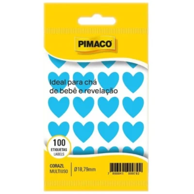 ETIQUETA LISA COM FORMAS CORACAO TP-18 AZUL CT.C/100 971004 - PIMACO
