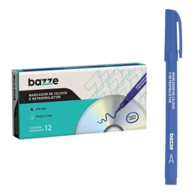 MARCADOR PERMANENTE CD/DVD E RETROPROJETOR AZUL BAZZE