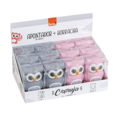 APONTADOR 1 FURO PLÁSTICO E BORRACHA - CORUJA AP0205 BRW