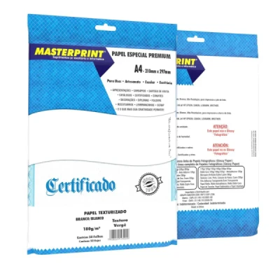 PAPEL VERGE A4 180G 50FL BRANCO MASTERPRINT
