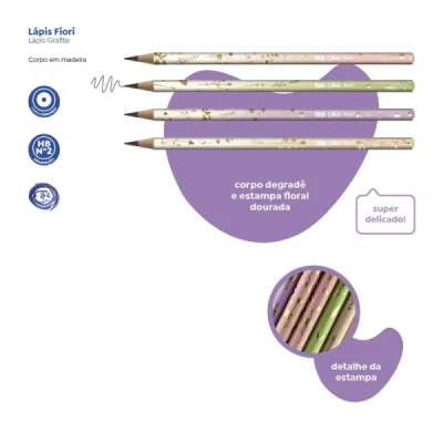 LAPIS DE ESCREVER HB N2 HOLIC FIORI TRIS