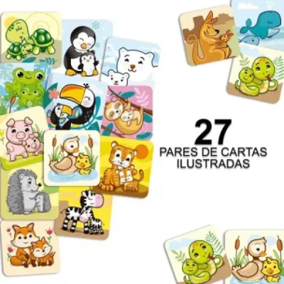 JOGO DA MEMORIA BICHOS E FILHOTES 54 PECAS UNIDADE 0962 - PAIS E FILHOS