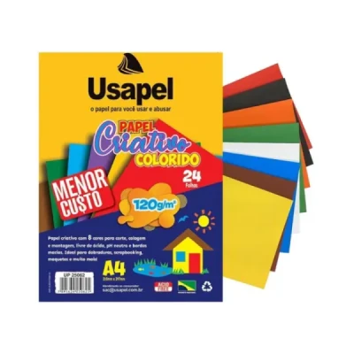 PAPEL CRIATIVO A4 COLORIDO 120G C/24F USAPEL
