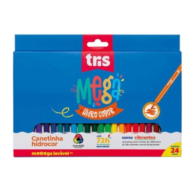 CANETINHA HIDROCOR C/24 PF MEGA HIDROCOLOR TRIS