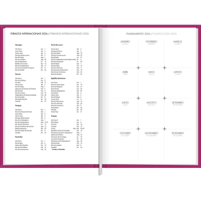 AGENDA COSTURADA NAPOLI FEMININA ROSA 2026 EXECUTIVA DIÁRIA 13,4 X 19,2 CM - TILIBRA