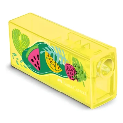 APONTADOR 1 FURO C/DEPOSITO GLIMMER BOTANICA AMARELO FABER CASTELL