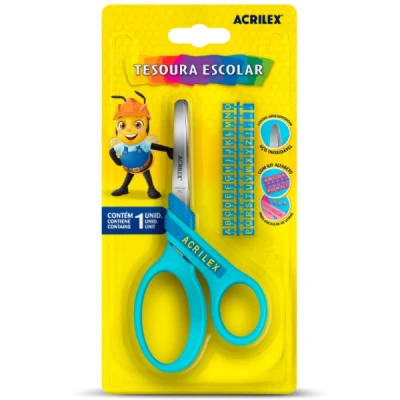 TESOURA ESCOLAR LETRAS AZUL REF22544 ACRILEX
