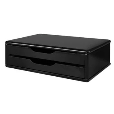 SUPORTE MONITOR 2 GAVETAS 39X26X12 MDF BLACK REF3346 - SOUZA