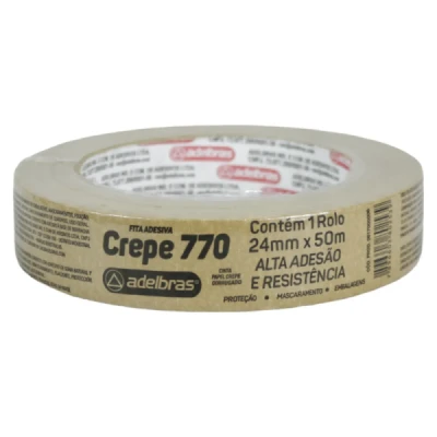 FITA CREPE 770 ADESIVA 24X50M PAPEL CORRUGADO MARROM ADELBRAS