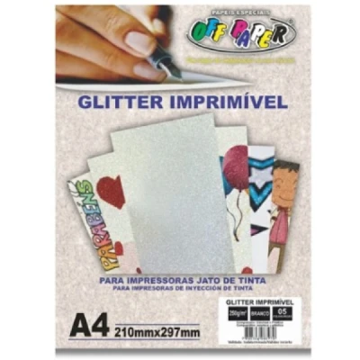 PAPEL LAMINADO A4 IMPRIMIVEL GLITTER 250G 4854 - OFF PAPER - UNIDADE