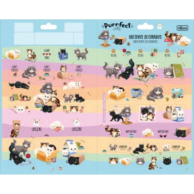 ADESIVO DECORADO DUPLO G PURRFECT CATS TILIBRA