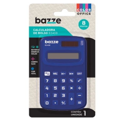 CALCULADORA 8DIG BOLSO MINI B3408  AZUL R.906342 BAZZE