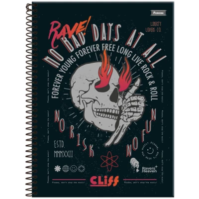 CADERNO 10MT 160F CD UNIV CLIFF MASCULINO FORONI