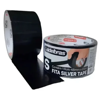 FITA ADESIVA SILVER TAPE 48MMX5M PRETA - ADELBRAS