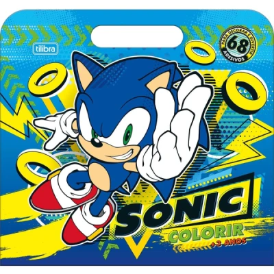 MALETA  ATIVIDADE COLORIR SONIC C/16 DESENHOS  TILIBRA