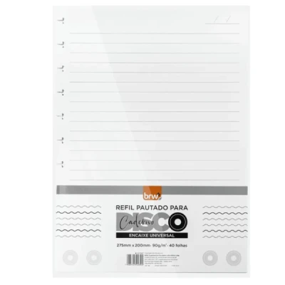 REFIL CADERNO DISCO MIOLO BRANCO PAUTADO (272X200MM) C/40F CD1047 BRW