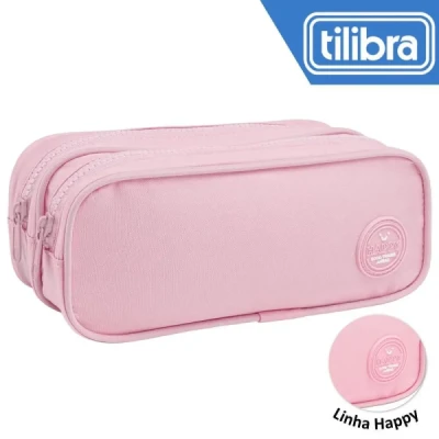 ESTOJO 2 ZIPER G HAPPY ROSA TILIBRA