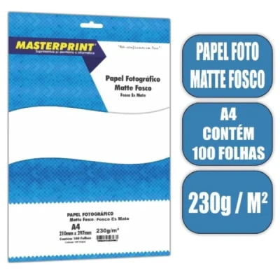 PAPEL FOTO MATE 230G C/100 FLS MASTERPRINT