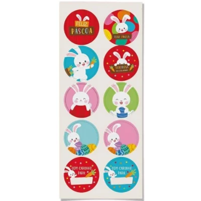 ADESIVOS DECORADOS PASCOA REDONDO CHOCOMUNDO PCT.C/10 700200345 - PACKPEL