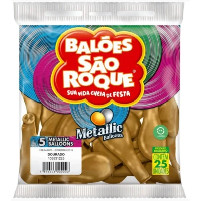 BALAO LISO 0.5 CINTILANTE DOURADO REDONDO PCT.C/25 105161225 - SAO ROQUE