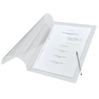 PASTA GRAMPO TRILHO PLASTICA OFICIO CRISTAL REF 606PP DAC
